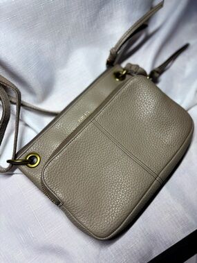 Fossil Grey Pebbled Leather Crossbody Bag